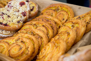 Image showing fresh baked cookies fluffy croissants pastries