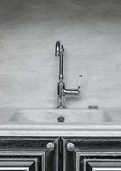 Image showing Vintage silver Polished Kitchen Faucet