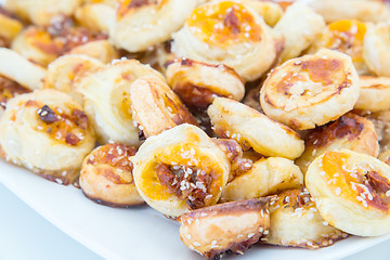 Image showing cookies of puff pastry with sesame seeds