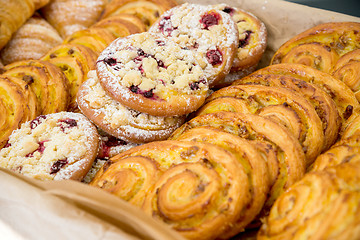 Image showing fresh baked cookies fluffy croissants pastries