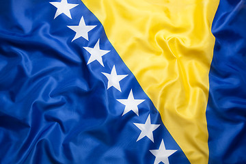 Image showing Textile flag of Bosnia and Herzegovina