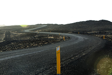 Image showing Wet and slippery road in Iceland, wintertime