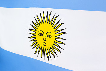 Image showing Closeup of textile Argentina flag
