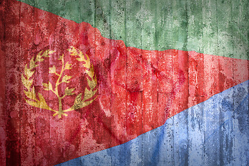 Image showing Grunge style of Eritrea flag on a brick wall