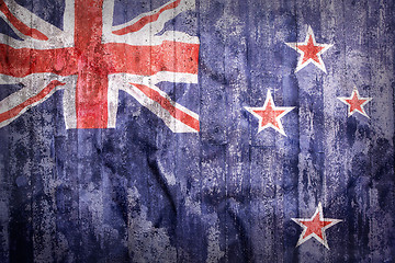 Image showing Grunge style of New Zealand flag on a brick wall