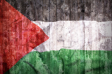 Image showing Grunge style of Palestine flag on a brick wall