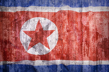 Image showing Grunge style of North Korea flag on a brick wall