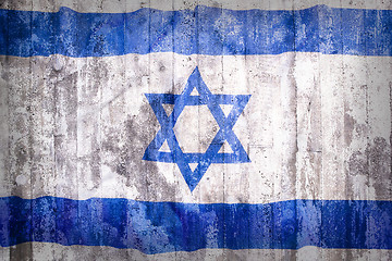 Image showing Grunge style of Israel flag on a brick wall