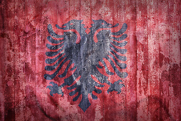 Image showing Grunge style of Albania flag on a brick wall