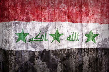 Image showing Grunge style of Iraq flag on a brick wall