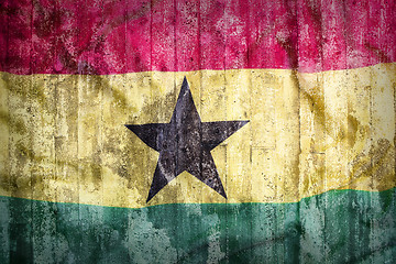 Image showing Grunge style of Ghana flag on a brick wall