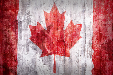 Image showing Grunge style of Canada flag on a brick wall