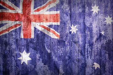 Image showing Grunge style of Australia flag on a brick wall