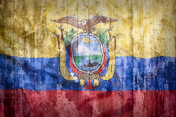 Image showing Grunge style of Ecuador flag on a brick wall  