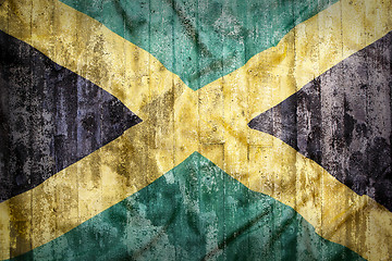 Image showing Grunge style of Jamaica flag on a brick wall