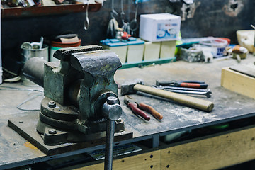 Image showing Measuring tool with metal bars on table