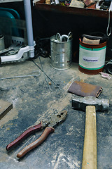 Image showing Measuring tool with metal bars on table