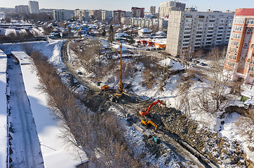 Image showing Strengthening of stream embankment. Tyumen. Russia