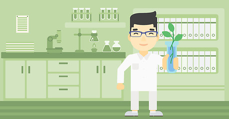 Image showing Scientist with test tube vector illustration.