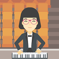 Image showing Woman playing piano vector illustration.