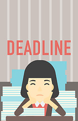 Image showing Business woman having problem with deadline.