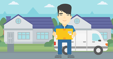 Image showing Delivery man carrying cardboard boxes.