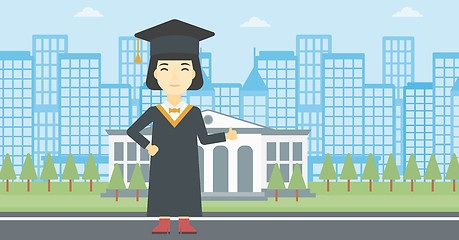 Image showing Graduate giving thumb up vector illustration.