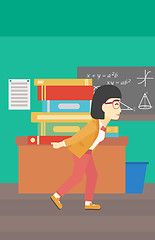 Image showing Student with pile of books vector illustration.