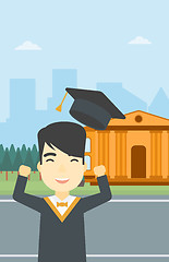 Image showing Graduate throwing up his hat vector illustration.