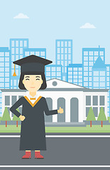 Image showing Graduate giving thumb up vector illustration.