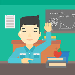 Image showing Student raising hand in class for an answer.