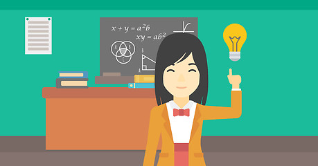 Image showing Student pointing at light bulb vector illustration