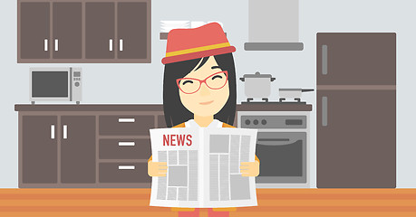 Image showing Woman reading newspaper vector illustration.