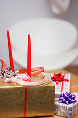 Image showing gifts and candle