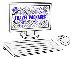 Image showing Travel Packages Means Tour Operator And Computers