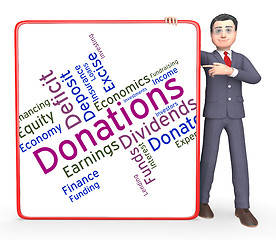 Image showing Donation Word Means Contribution Donate And Contributors