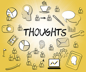 Image showing Thoughts Icons Represents Idea Reflection And Sign