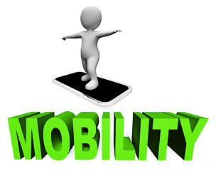 Image showing Online Mobility Means Mobile Phone And Cellphones 3d Rendering