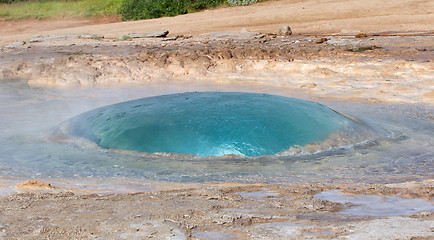 Image showing The famous Strokkur Geyser - Iceland - Close-up