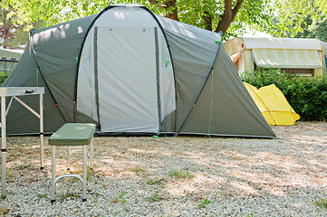 Image showing Camping tent in nature in summertime