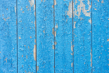 Image showing blue wooden fence