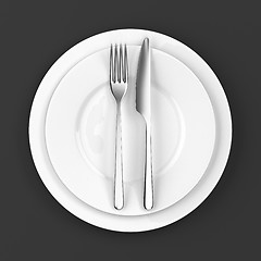 Image showing Fork and knife with plates