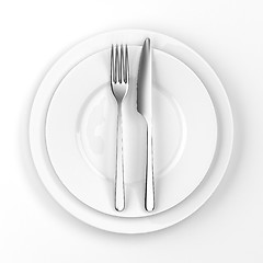 Image showing Fork and knife with plates