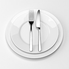 Image showing Fork and knife with plates