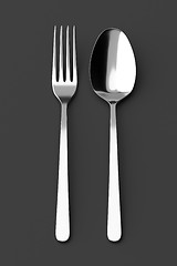 Image showing Fork and spoon silverware