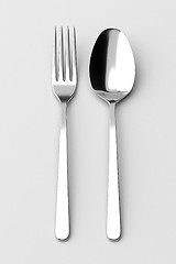 Image showing Fork and spoon silverware