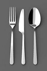 Image showing Fork, spoon and knife