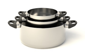 Image showing Stainless steel pots