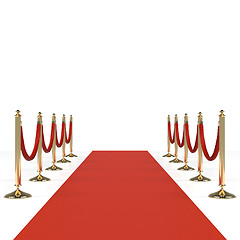 Image showing Red carpet with red ropes