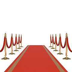 Image showing Red carpet with red ropes